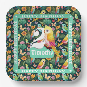Tropical Fun: Personalized 2nd Birthday Plates