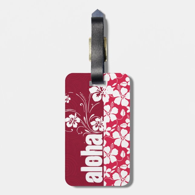 Tropical Fuschia Hibiscus; Aloha Luggage Tag (Back Vertical)