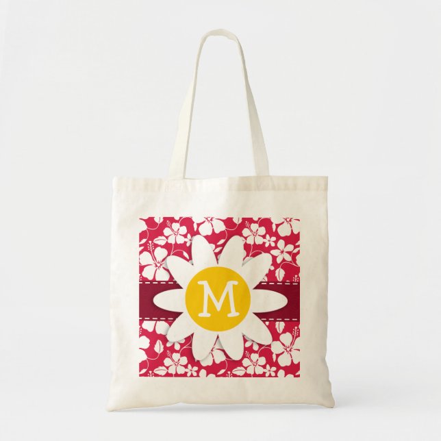 Tropical Fuschia Hibiscus; Daisy Tote Bag (Front)