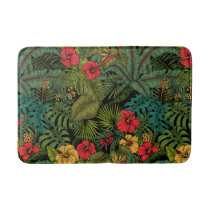 Tropical garden bath mat