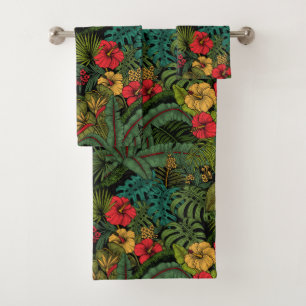 Tropical garden bath towel set