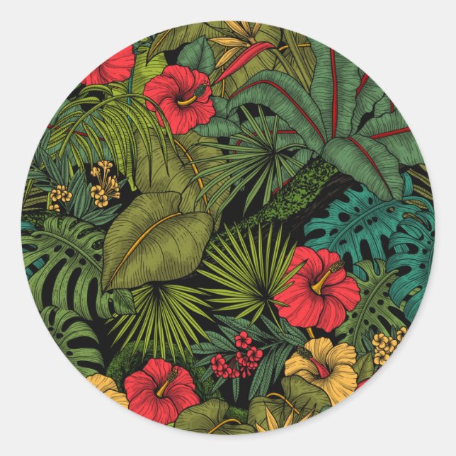 Tropical garden classic round sticker (Front)