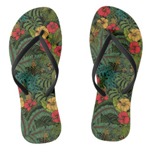 Tropical garden flip flops