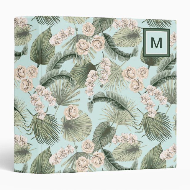 Tropical Garden Floral Orchid & Palm Pattern Binder (Front/Spine)