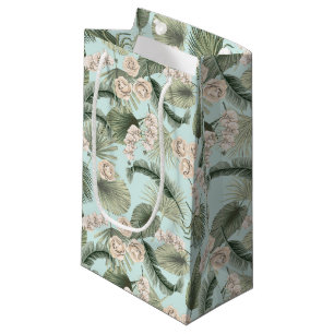 Tropical Garden Floral Orchid & Palm Pattern Small Gift Bag