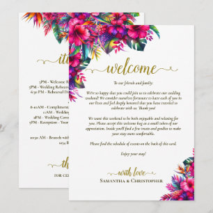 Tropical Garden Floral Wedding Welcome & Itinerary Program