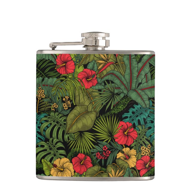 Tropical garden hip flask (Front)