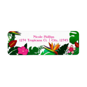 Tropical Garden Leaves & Flowers Address Labels