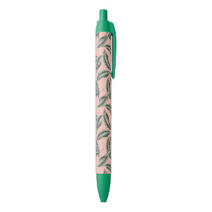 Tropical Garden Leaves Pattern Black Ink Pen
