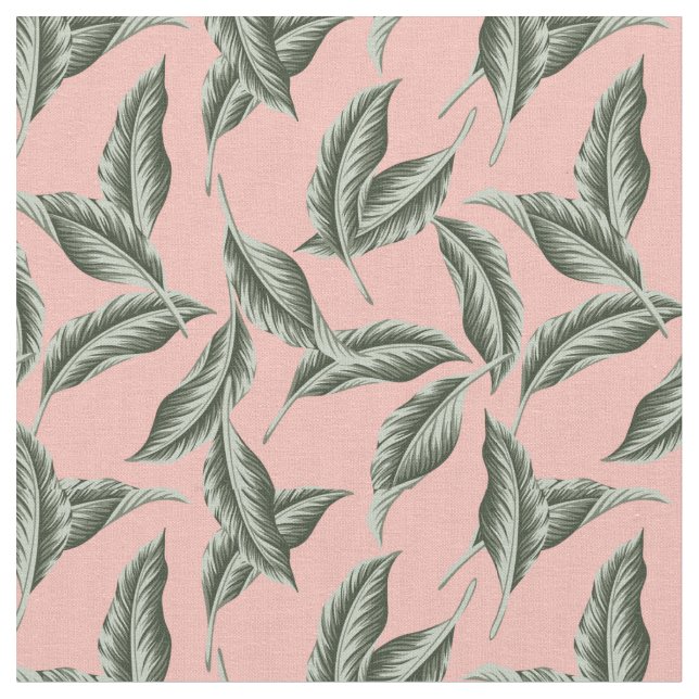Tropical Garden Leaves Pattern Fabric (Close Up)