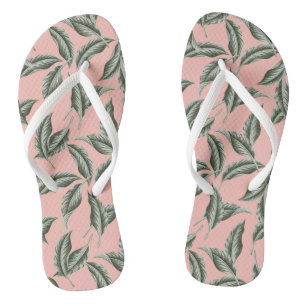 Tropical Garden Leaves Pattern Flip Flops