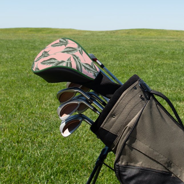 Tropical Garden Leaves Pattern Golf Head Cover (In Situ)