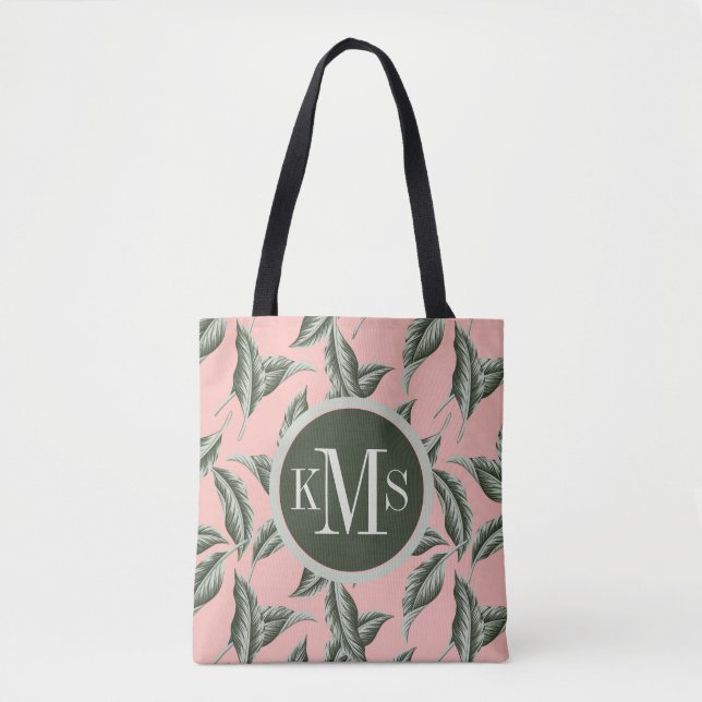 Tropical Garden Leaves Pattern Tote Bag (Front)