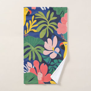 Tropical Garden Modern Expressionism Artwork Bath Towel Set