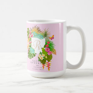 Tropical Garden Monogram Pink Coffee Mug