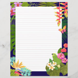 Tropical Garden Navy Lines Paper Sheet