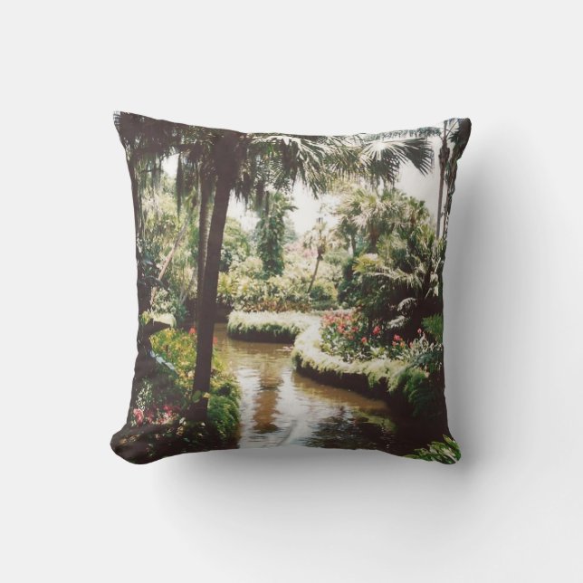 Tropical Garden Paradise Throw Pillow (Front)