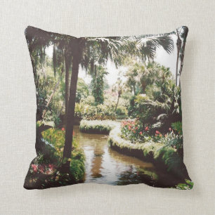 Tropical Garden Paradise Throw Pillow