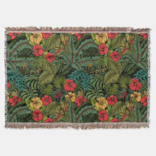 Tropical garden throw blanket
