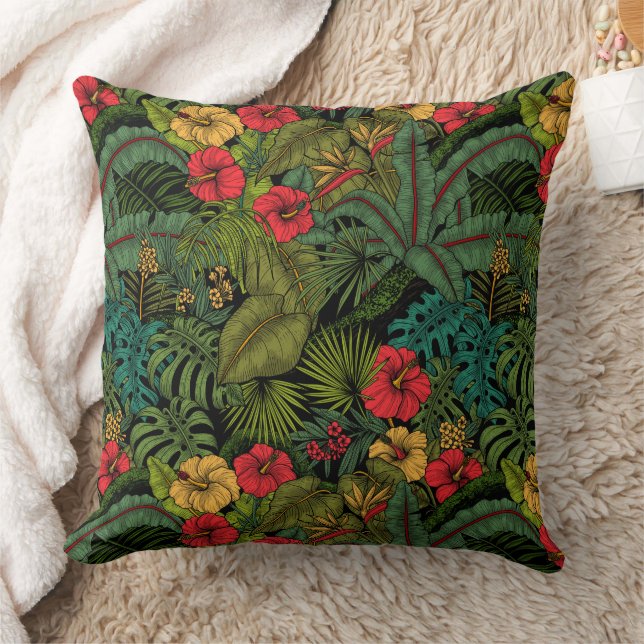 Tropical garden throw pillow (Blanket)