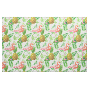 Tropical garden watercolor pattern fabric