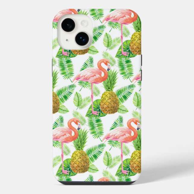 Tropical garden watercolor pattern iPhone case (Back)