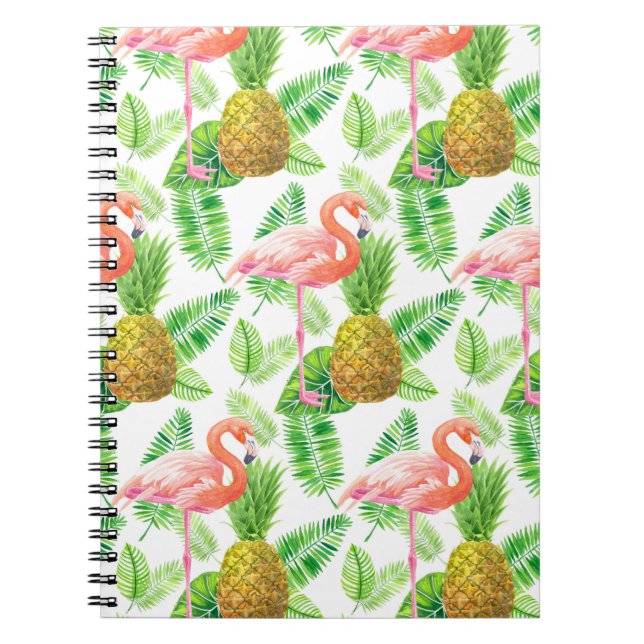 Tropical garden watercolor pattern notebook (Front)