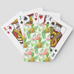 Tropical garden watercolor pattern playing cards