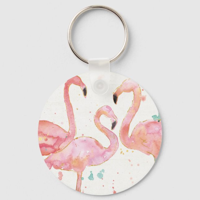 Tropical | Gathering of Flamingos Keychain (Front)