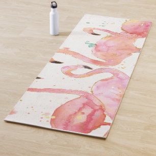 Tropical   Gathering of Flamingos Yoga Mat
