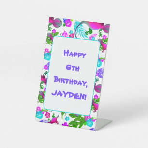 Tropical Geckos Party Customized Table Top Sign