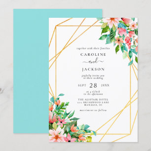Tropical Geometric Floral Wedding Invitation