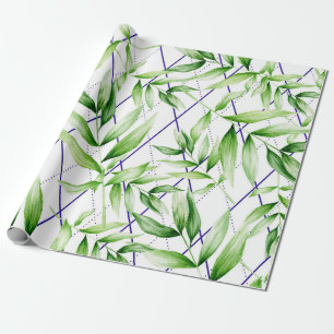 Tropical Geometric Greenery Wrapping Paper