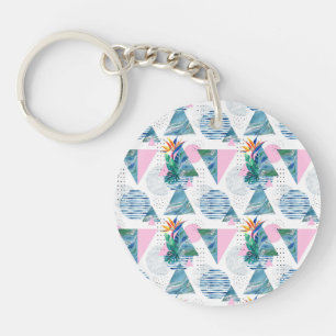 Tropical Geometric Pattern Keychain
