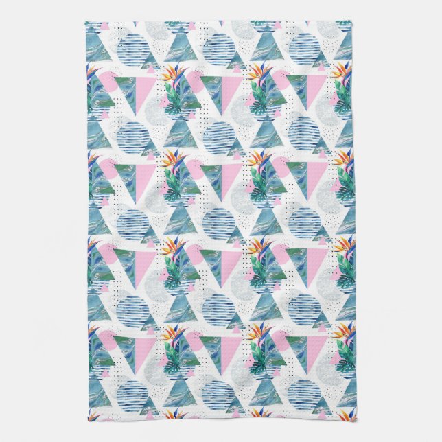 Tropical Geometric Pattern Kitchen Towel (Vertical)
