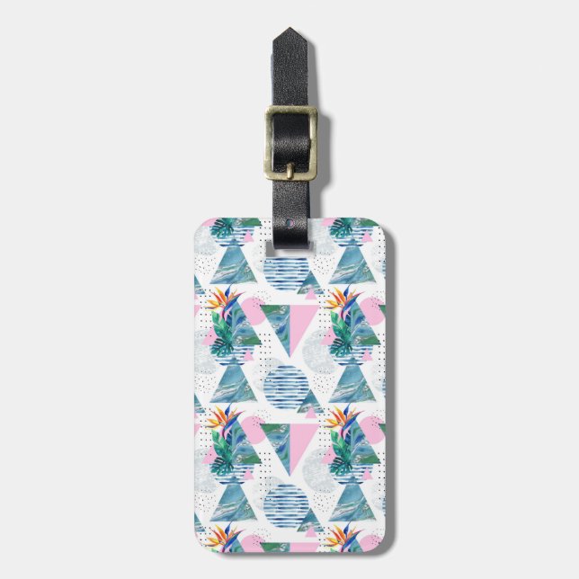Tropical Geometric Pattern Luggage Tag (Front Vertical)