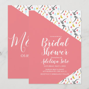 Tropical Geometrical Palm Collage Bridal Shower Invitation