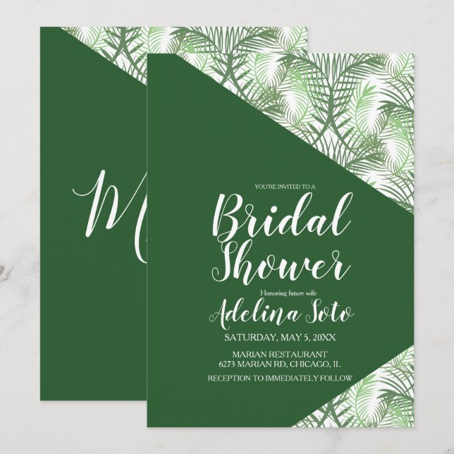 Tropical Geometrical Palm Oasis Bridal Shower Invitation (Front/Back)