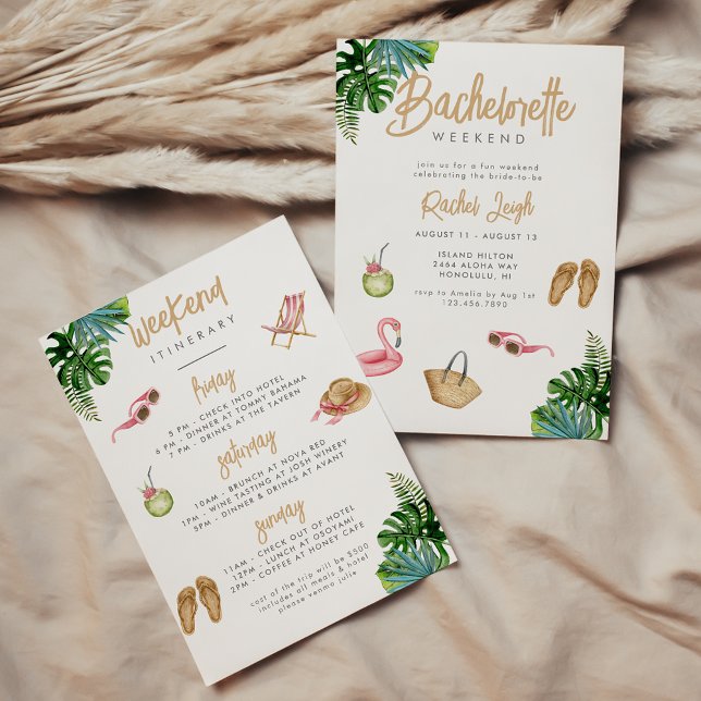 Tropical Getaway Bachelorette Weekend Invitation (Creator Uploaded)