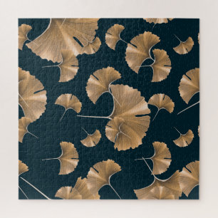 Tropical ginko palm leaves, Hawaiian pattern. Jigsaw Puzzle