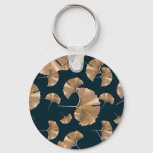 Tropical ginko palm leaves, Hawaiian pattern. Keychain