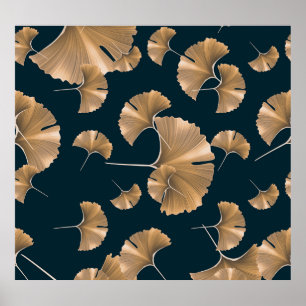 Tropical ginko palm leaves, Hawaiian pattern. Poster
