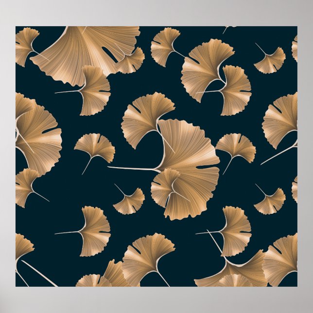 Tropical ginko palm leaves, Hawaiian pattern. Poster (Front)