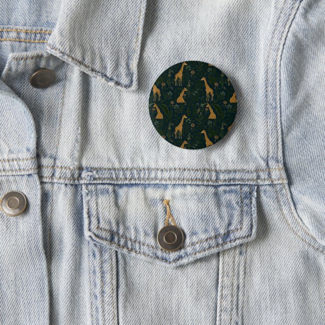 Tropical Giraffe Hangout 2 Inch Round Button (In Situ)