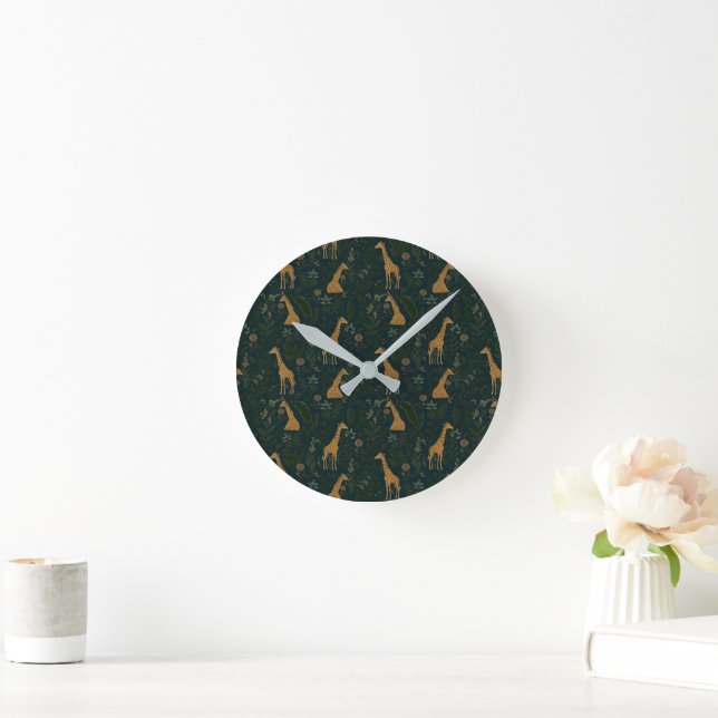 Tropical Giraffe Hangout Round Clock (Home)