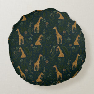Tropical Giraffe Hangout Round Pillow