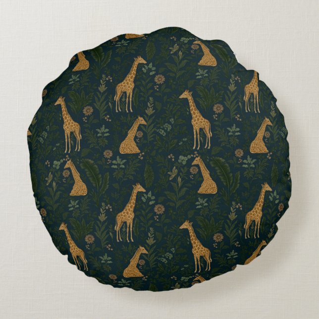 Tropical Giraffe Hangout Round Pillow (Back)