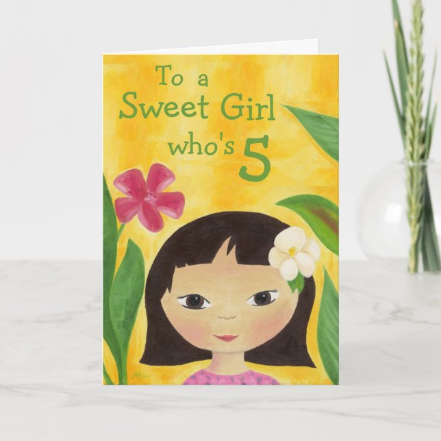 Tropical Girl 5th birthday card (Front)