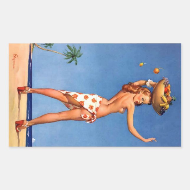 Tropical Girl Pin Up Sticker (Front)
