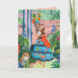 Tropical Girl Tropics Animals   Greeting Card